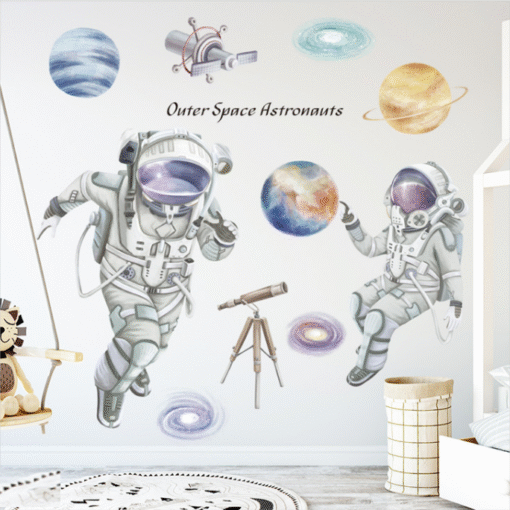 Decal Phi Hành Gia Dán Tường Trẻ Em Chủ Đề Ngoài Không Gian – Trang Trí Phòng Bé, Lớp Học, Chất Liệu PVC Bền Đẹp - Hình ảnh 2