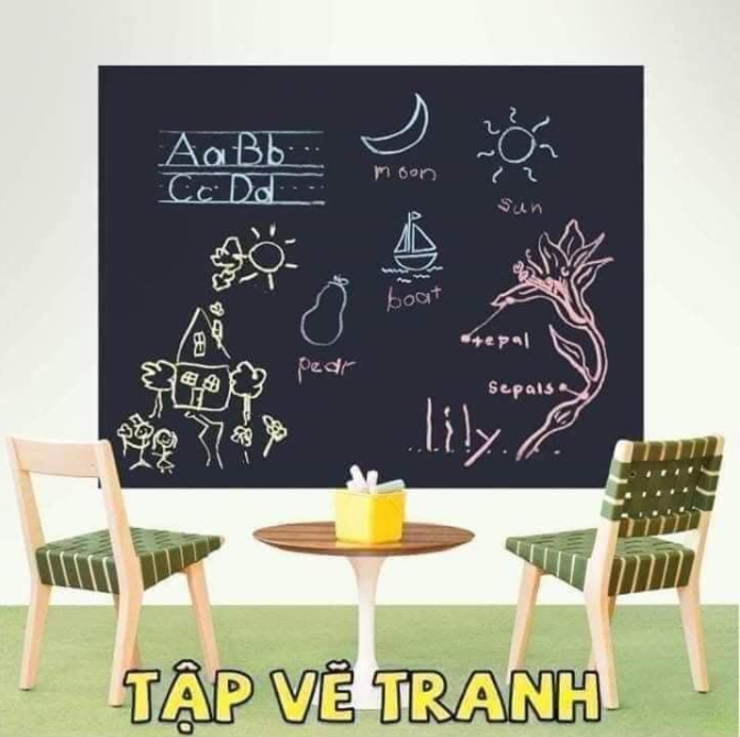 Decal Bảng Đen Dán Tường Viết Phấn – Tự Dán, Lau Sạch Dễ Dàng, Dán Trên Mọi Bề Mặt, Phù Hợp Học Tập & Trang Trí Sáng Tạo Cho Bé ( Nhiều Size ) - Hình ảnh 2