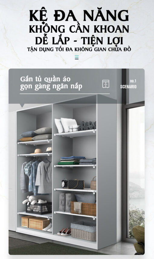 Kệ Chia Ngăn Tủ Đa Năng Thông Minh – Giải Pháp Tiết Kiệm Không Gian Hiệu Quả ( Nhiều size ) - Hình ảnh 2