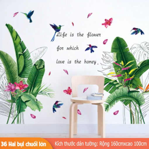 Decal Trang Trí Tường Hoa Lá Bắc Âu – Nhiều Mẫu Đẹp, Dán Dễ, Chống Nước ( Nhiều mẫu ) - Hình ảnh 2