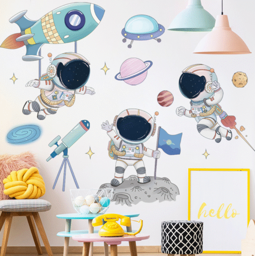 Decal Dán Tường Phi Hành Gia Bay Lượn – Trang Trí Phòng Bé Chủ Đề Không Gian Vũ Trụ - Hình ảnh 5