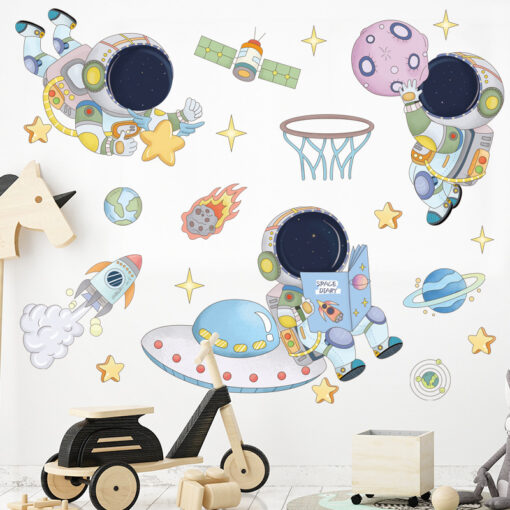 Decal Dán Tường Phi Hành Gia Chơi Bóng Rổ – Trang Trí Phòng Bé Sáng Tạo & Vui Nhộn - Hình ảnh 6