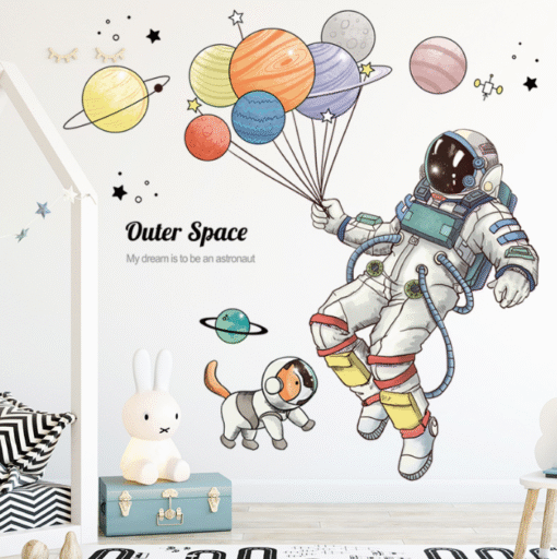 Decal Dán Tường Phi Hành Gia Cùng Chú Chó Bay Giữa Vũ Trụ – Outer Space Balloon Astronaut - Hình ảnh 6