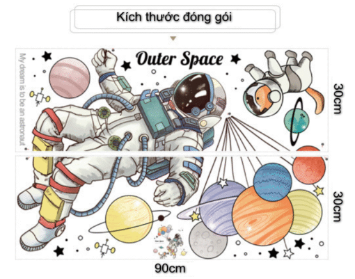 Decal Dán Tường Phi Hành Gia Cùng Chú Chó Bay Giữa Vũ Trụ – Outer Space Balloon Astronaut - Hình ảnh 7