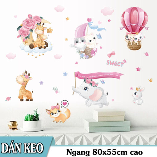 Decal Dán Tường Họa Tiết Màu Hồng Đáng Yêu – Nhiều Mẫu Đẹp Trang Trí Nhà Cửa - Hình ảnh 6