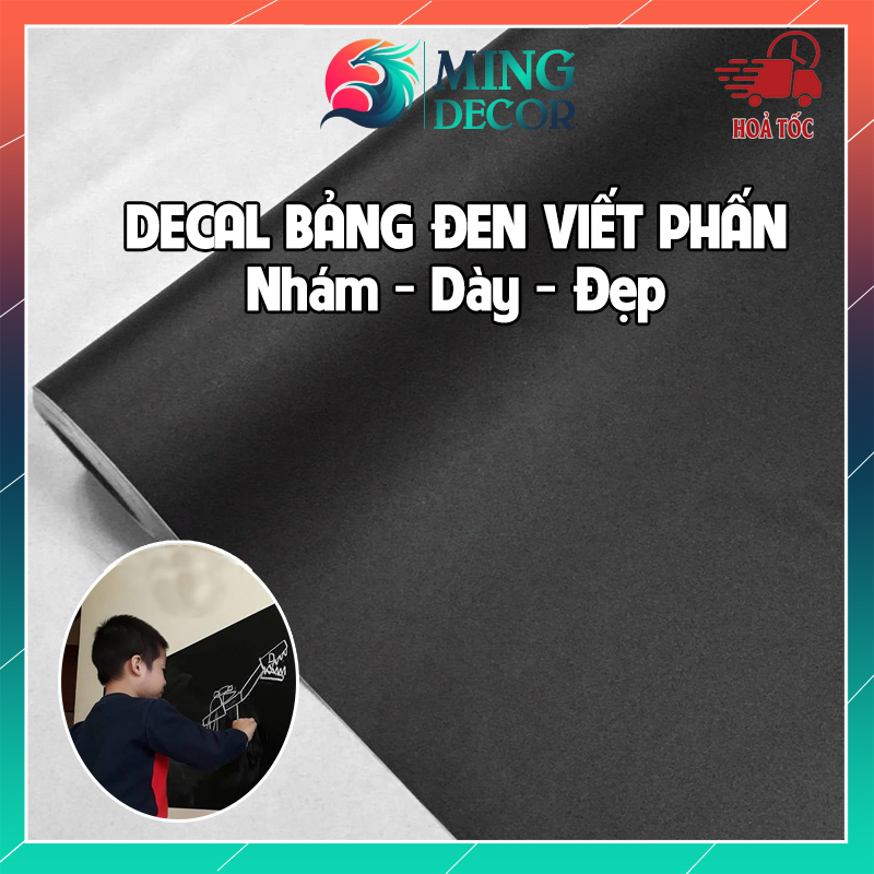 Decal Bảng Đen Dán Tường Viết Phấn – Tự Dán, Lau Sạch Dễ Dàng, Dán Trên Mọi Bề Mặt, Phù Hợp Học Tập & Trang Trí Sáng Tạo Cho Bé ( Nhiều Size )