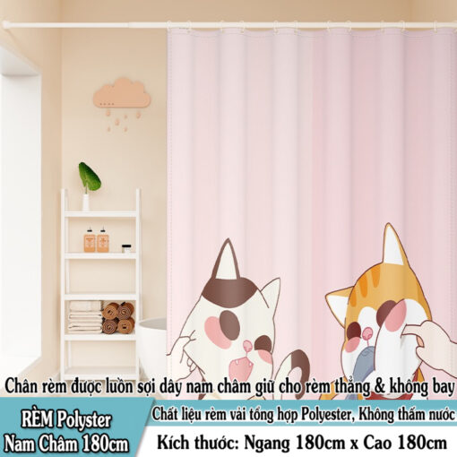 Rèm Phòng Tắm Cao Cấp Polyester Không Thấm Nước - Mẫu 3D Chân Nam Châm 180x180cm ( Nhiều mẫu ) - Hình ảnh 7
