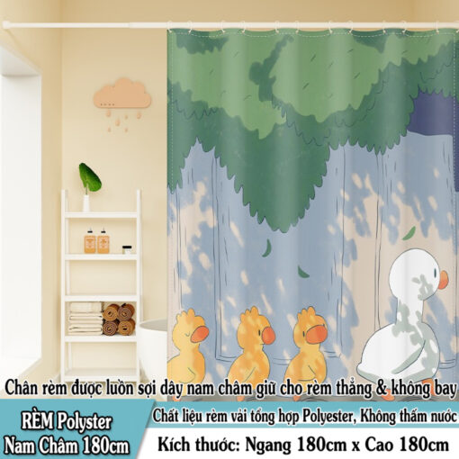 Rèm Phòng Tắm Cao Cấp Polyester Không Thấm Nước - Mẫu 3D Chân Nam Châm 180x180cm ( Nhiều mẫu ) - Hình ảnh 3