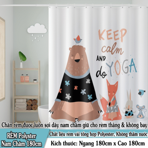 Rèm Phòng Tắm Cao Cấp Polyester Không Thấm Nước - Mẫu 3D Chân Nam Châm 180x180cm ( Nhiều mẫu ) - Hình ảnh 2