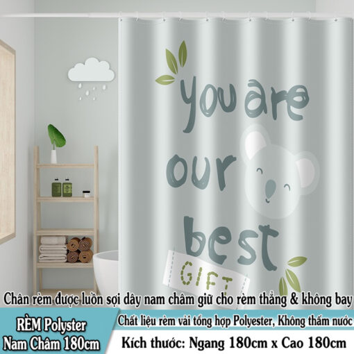 Rèm Phòng Tắm Cao Cấp Polyester Không Thấm Nước - Mẫu 3D Chân Nam Châm 180x180cm ( Nhiều mẫu ) - Hình ảnh 5