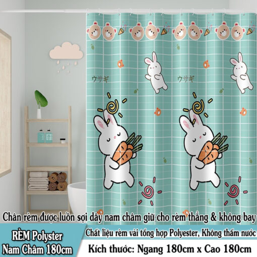 Rèm Phòng Tắm Cao Cấp Polyester Không Thấm Nước - Mẫu 3D Chân Nam Châm 180x180cm ( Nhiều mẫu ) - Hình ảnh 4