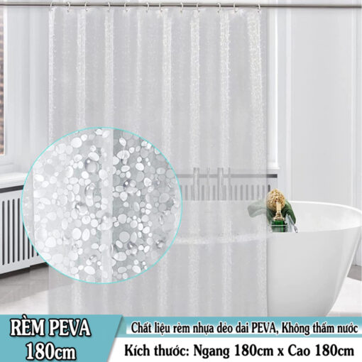 Rèm Phòng Tắm PEVA Họa Tiết 3D Chống Thấm – Kèm Khoen Nhựa, Kích Thước ( Nhiều mẫu ) - Hình ảnh 3