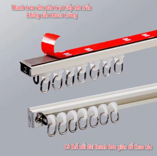 Thanh Treo Rèm Dán Tường, Dán Trần Dạng Ray Trượt – Không Cần Khoan, Lắp Đặt Nhanh, Trượt Êm, Chịu Lực Tốt( nhiều size ) - Hình ảnh 7