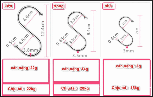 Móc Treo Đồ Chữ S Inox– Móc Treo Đa Năng, Siêu Bền, Tiện Lợi Cho Mọi Không Gian( Nhiều size ) - Hình ảnh 5