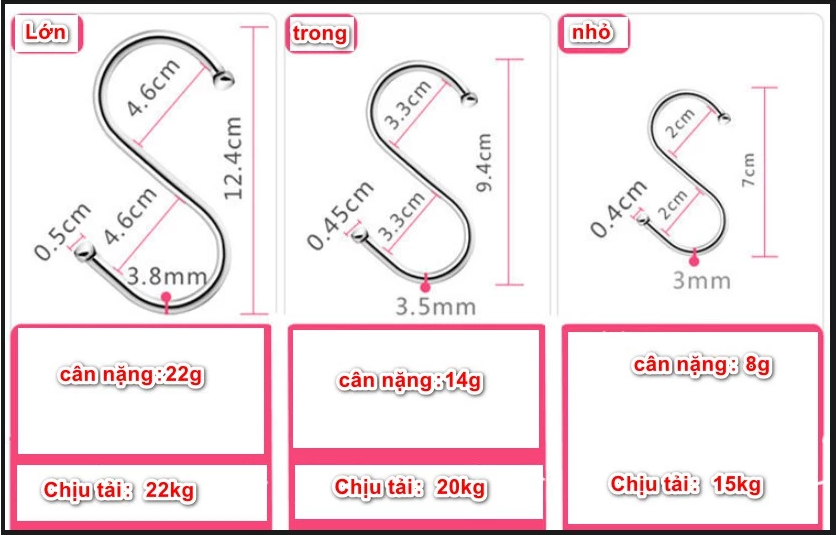 Móc Treo Đồ Chữ S Inox– Móc Treo Đa Năng, Siêu Bền, Tiện Lợi Cho Mọi Không Gian( Nhiều size ) - Hình ảnh 5