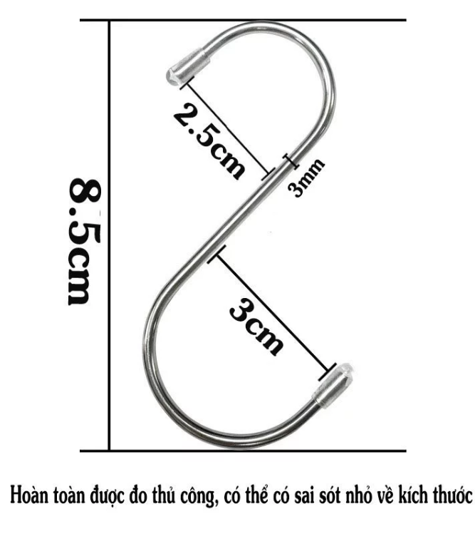 Móc Treo Đồ Chữ S Inox– Móc Treo Đa Năng, Siêu Bền, Tiện Lợi Cho Mọi Không Gian( Nhiều size ) - Hình ảnh 3