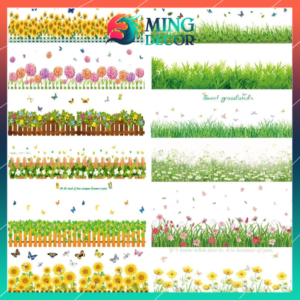 Decal Dán Chân Tường PVC – Hoa Hướng Dương, Cỏ Lá, Mẫu Mới Sống Động ( Nhiều mẫu )