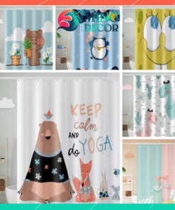 Rèm Phòng Tắm Cao Cấp Polyester Không Thấm Nước - Mẫu 3D Chân Nam Châm 180x180cm ( Nhiều mẫu )