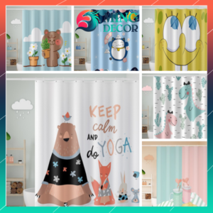 Rèm Phòng Tắm Cao Cấp Polyester Không Thấm Nước - Mẫu 3D Chân Nam Châm 180x180cm ( Nhiều mẫu )
