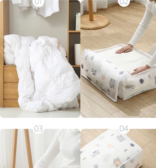 Túi Đựng Đồ Tiện Dụng Trong Suốt PEVA – Họa Tiết Hoạt Hình Dễ Thương, Chống Nước, Gập Gọn ( nhiều size ) - Hình ảnh 3