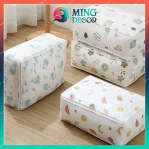 Túi Đựng Đồ Tiện Dụng Trong Suốt PEVA – Họa Tiết Hoạt Hình Dễ Thương, Chống Nước, Gập Gọn ( nhiều size )