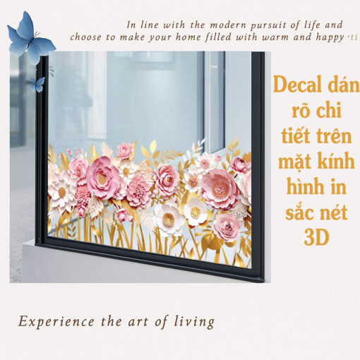 Decal Chân Tường, Cửa Kính Hoa Hồng Hồng Pastel 3D – Trang Trí Chân Tường, Cửa Kính 135x23cm-SK7228ds - Sẵn Keo Mặt Sau - Hình ảnh 2