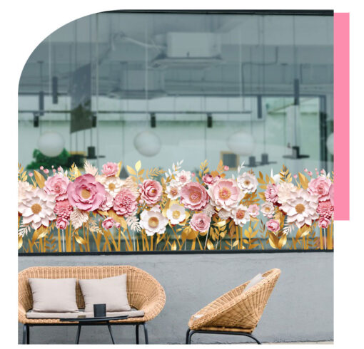 Decal Chân Tường, Cửa Kính Hoa Hồng Hồng Pastel 3D – Trang Trí Chân Tường, Cửa Kính 135x23cm-SK7228ds - Sẵn Keo Mặt Sau - Hình ảnh 5