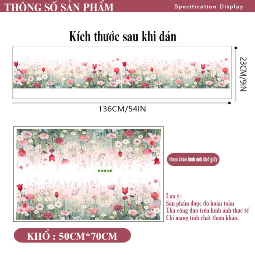 Decal Chân Tường, Cửa Kính Hoa Tulip Hồng Pastel – Trang Trí Chân Tường, Kính 136x23cm-SK7230ds - Hình ảnh 3
