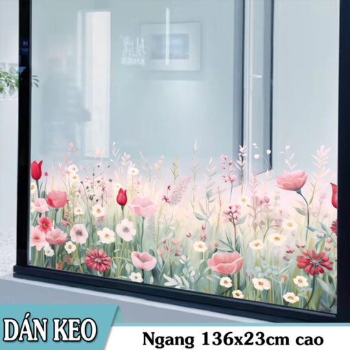 Decal Chân Tường, Cửa Kính Hoa Tulip Hồng Pastel – Trang Trí Chân Tường, Kính 136x23cm-SK7230ds - Hình ảnh 4