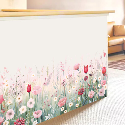 Decal Chân Tường, Cửa Kính Hoa Tulip Hồng Pastel – Trang Trí Chân Tường, Kính 136x23cm-SK7230ds - Hình ảnh 7