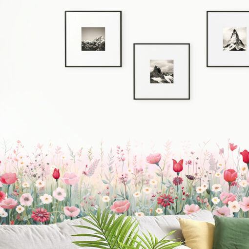 Decal Chân Tường, Cửa Kính Hoa Tulip Hồng Pastel – Trang Trí Chân Tường, Kính 136x23cm-SK7230ds - Hình ảnh 8