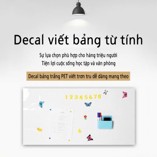 Decal Viết Bảng Trắng Từ Tính PET - Có Keo Sẵn, Hút Nam Châm Được, Viết Xóa Dễ Dàng-Khổ 45,60cm,90cm,120cm - Hình ảnh 12