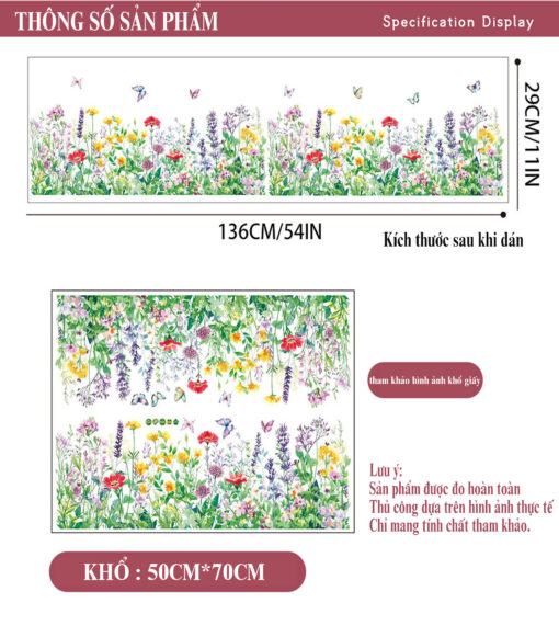 Decal Chân Tường, Cửa Kính Hoa Dại Nhiều Màu – Trang Trí Chân Tường, Cửa Kính 136x29cm-SK7229ds - Hình ảnh 2
