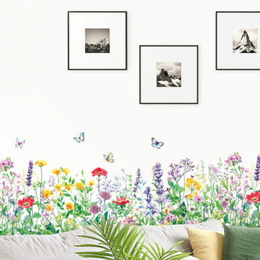 Decal Chân Tường, Cửa Kính Hoa Dại Nhiều Màu – Trang Trí Chân Tường, Cửa Kính 136x29cm-SK7229ds - Hình ảnh 5