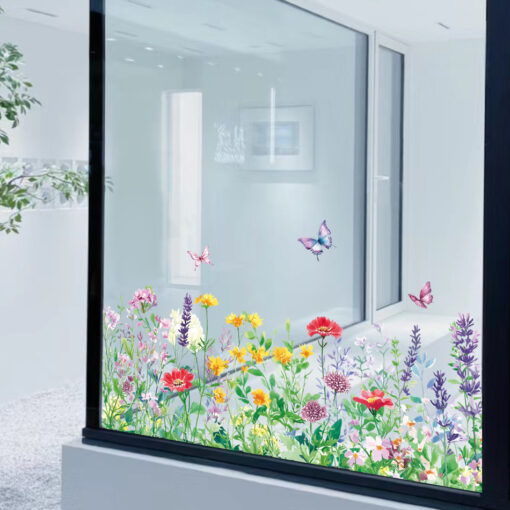 Decal Chân Tường, Cửa Kính Hoa Dại Nhiều Màu – Trang Trí Chân Tường, Cửa Kính 136x29cm-SK7229ds - Hình ảnh 6