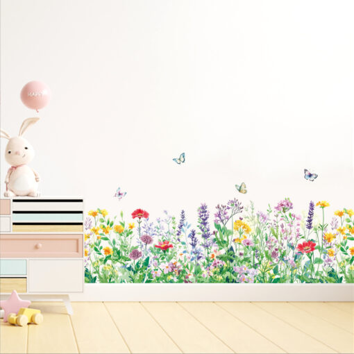 Decal Chân Tường, Cửa Kính Hoa Dại Nhiều Màu – Trang Trí Chân Tường, Cửa Kính 136x29cm-SK7229ds - Hình ảnh 7