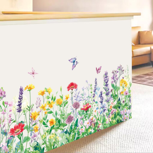 Decal Chân Tường, Cửa Kính Hoa Dại Nhiều Màu – Trang Trí Chân Tường, Cửa Kính 136x29cm-SK7229ds - Hình ảnh 8