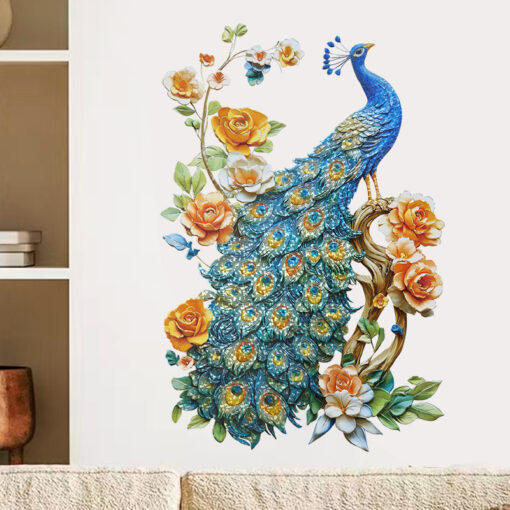 Decal Dán Tường Chim Công Xanh 3D Sắc Nét – Trang Trí Phòng Sang Trọng-LT60001N - Hình ảnh 4