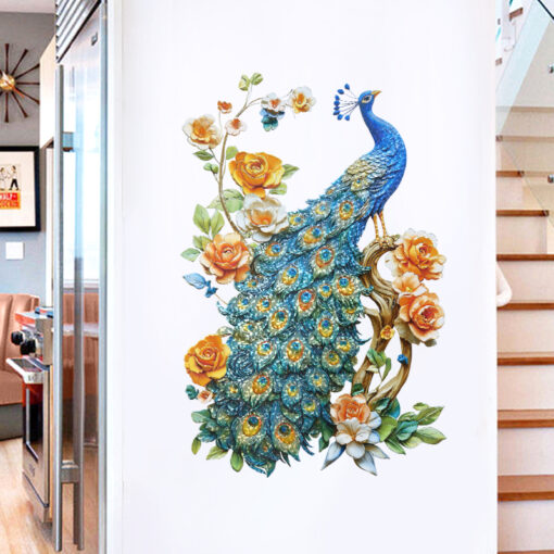 Decal Dán Tường Chim Công Xanh 3D Sắc Nét – Trang Trí Phòng Sang Trọng-LT60001N - Hình ảnh 5