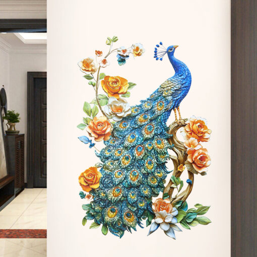 Decal Dán Tường Chim Công Xanh 3D Sắc Nét – Trang Trí Phòng Sang Trọng-LT60001N - Hình ảnh 7