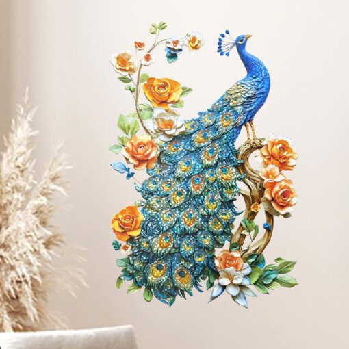 Decal Dán Tường Chim Công Xanh 3D Sắc Nét – Trang Trí Phòng Sang Trọng-LT60001N - Hình ảnh 8