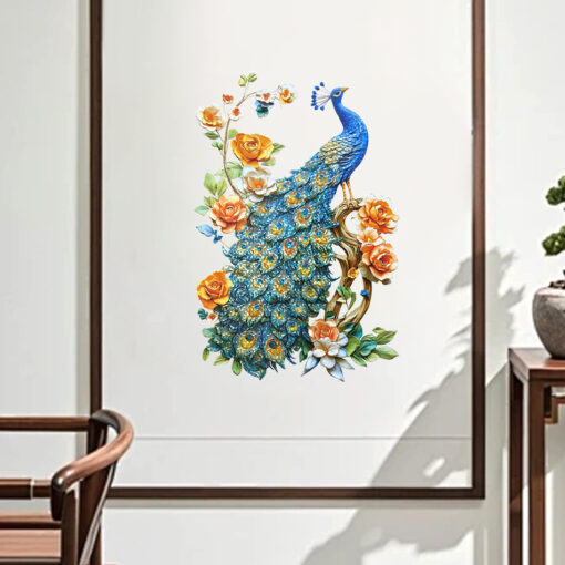 Decal Dán Tường Chim Công Xanh 3D Sắc Nét – Trang Trí Phòng Sang Trọng-LT60001N - Hình ảnh 10