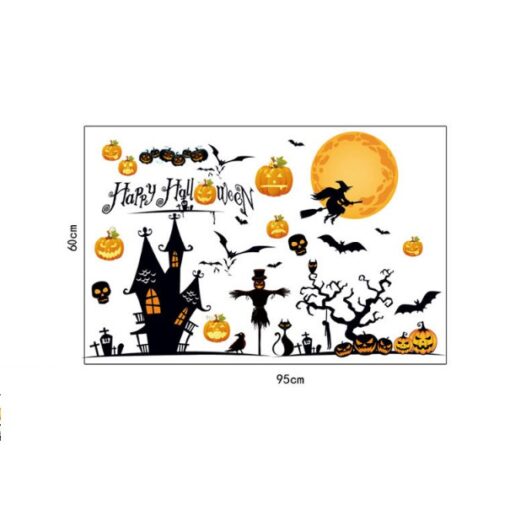 Decal Halloween 2025 – Dán Tường Lâu Đài Ma Quái, Phù Thủy, Bí Ngô - Hình ảnh 4