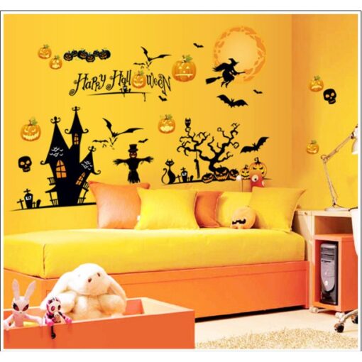 Decal Halloween 2025 – Dán Tường Lâu Đài Ma Quái, Phù Thủy, Bí Ngô - Hình ảnh 6