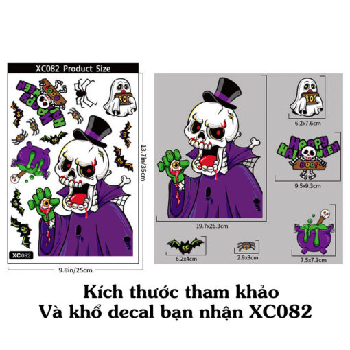 Decal Halloween 2025 – Hít Tĩnh Điện Trang Trí Cửa Kính Dracula, Sọ Xương, Phù Thuỷ Không Cần Keo - Hình ảnh 10