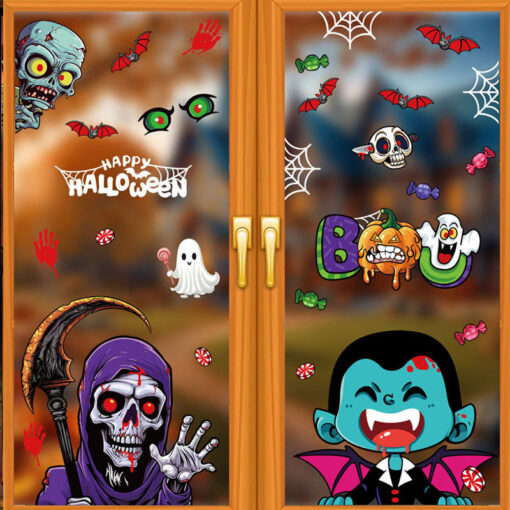 Decal Halloween 2025 – Hít Tĩnh Điện Trang Trí Cửa Kính Dracula, Sọ Xương, Phù Thuỷ Không Cần Keo - Hình ảnh 4