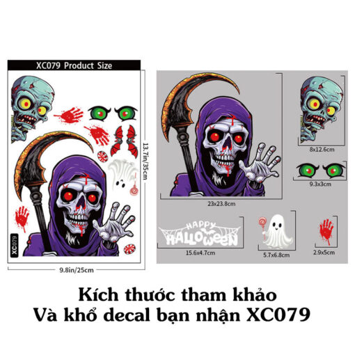 Decal Halloween 2025 – Hít Tĩnh Điện Trang Trí Cửa Kính Dracula, Sọ Xương, Phù Thuỷ Không Cần Keo - Hình ảnh 7