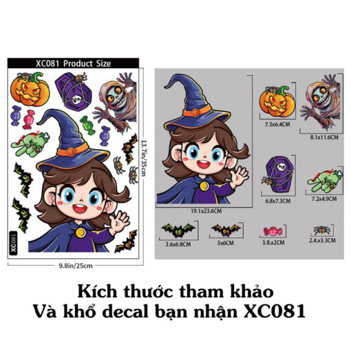 Decal Halloween 2025 – Hít Tĩnh Điện Trang Trí Cửa Kính Dracula, Sọ Xương, Phù Thuỷ Không Cần Keo - Hình ảnh 9