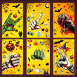 Decal Halloween 2025 Hít Tĩnh Điện Bàn Tay Ma Quái Khổ 20x30cm – Dán Cửa Kính, Không Cần Keo, Lột Dán Như Sticker