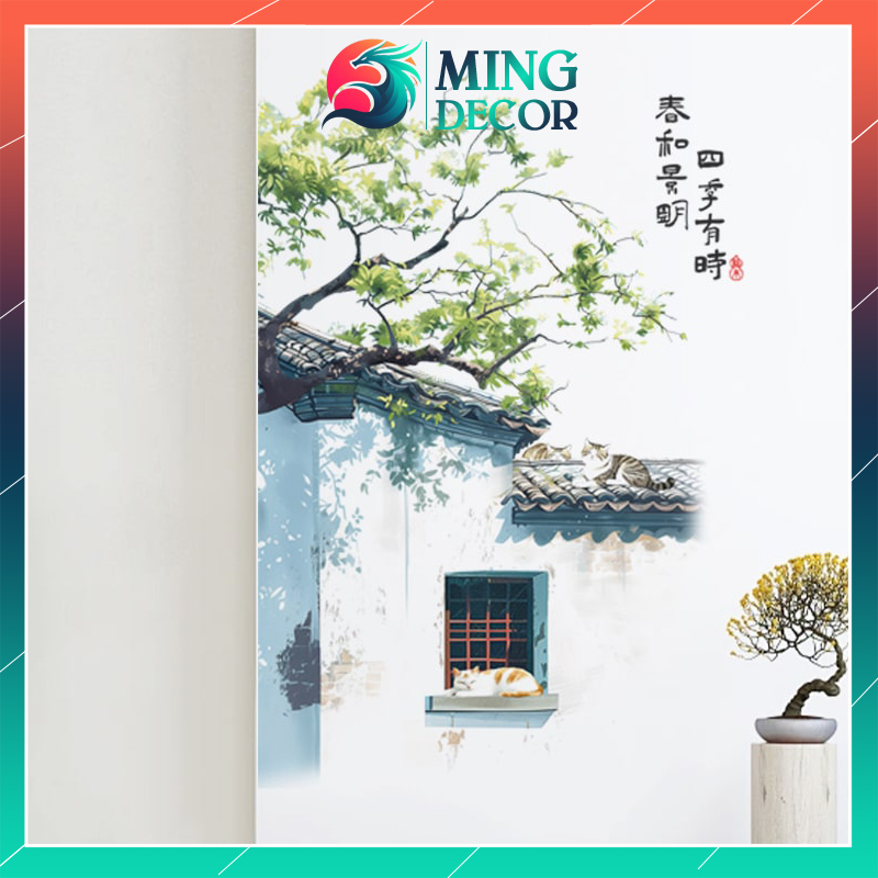 Decal-la-bac-au-dan-tuong-mau-meo-tren-mai-ngoi-co-dien-10